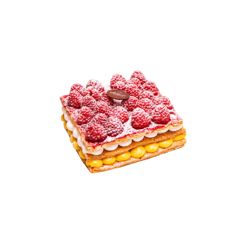 Tarta milhoja de frambuesas
