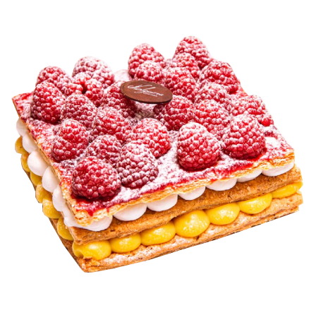 Tarta milhoja de frambuesas